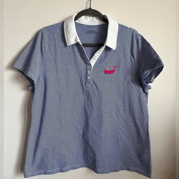 Talbots Nautical Stripped Blue & White Whale Embroidered Shirt Cotton Size XL - Picture 1 of 8